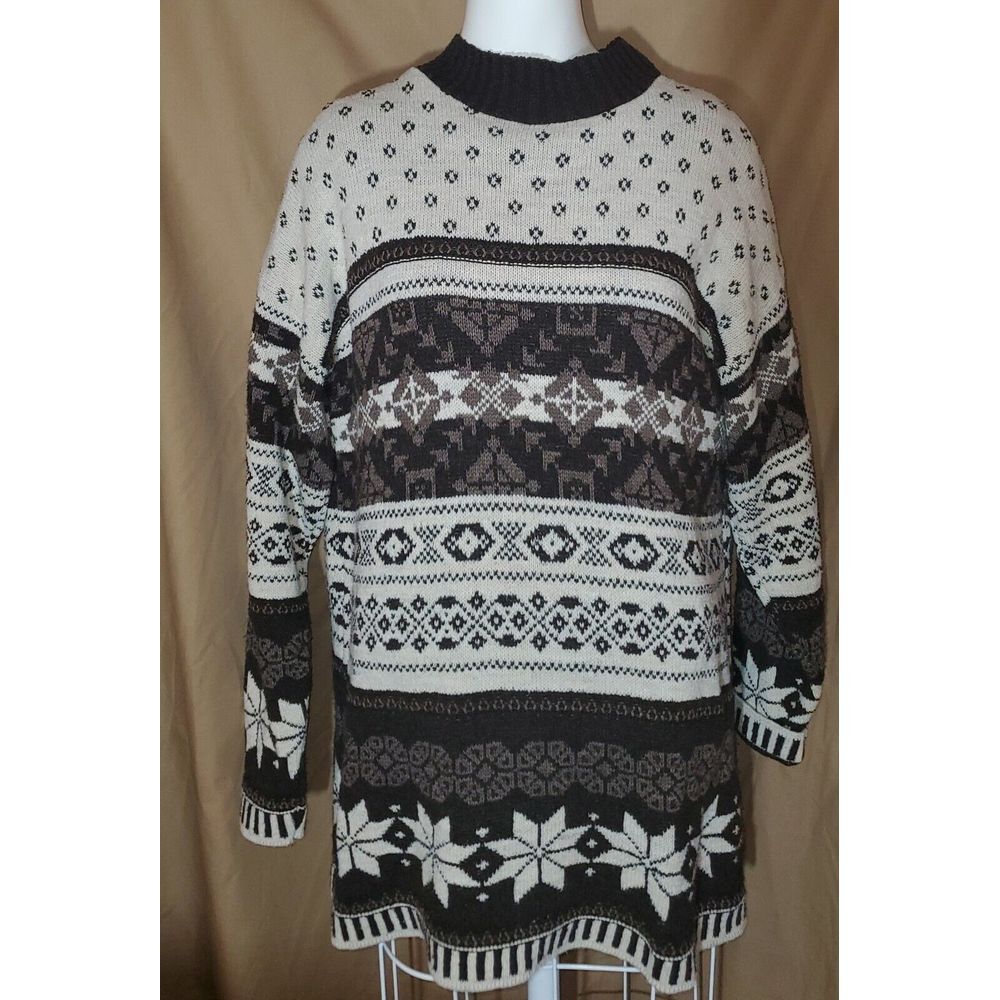 Vintage Rose Sweater Fairy Kei Kawaii Pullover Brown Granny Core Snowflake